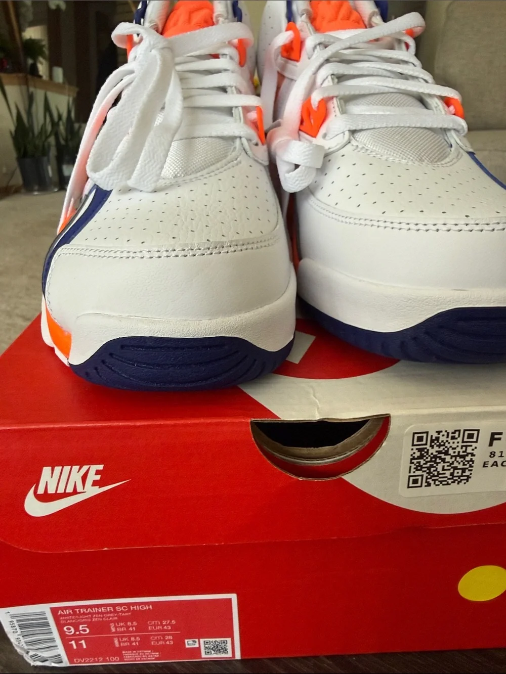 Men’s White and Orange Athletic Sneakers - Lightweight Sports Shoes